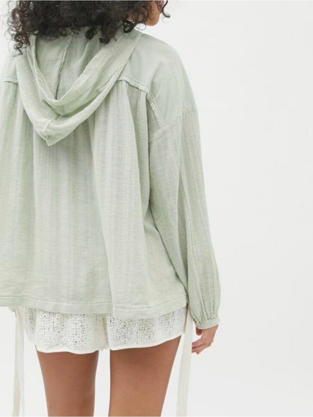 Out From Under Urban Outfitters Helena Gauze Hoodie Top Mint Oversized M - Picture 3 of 6